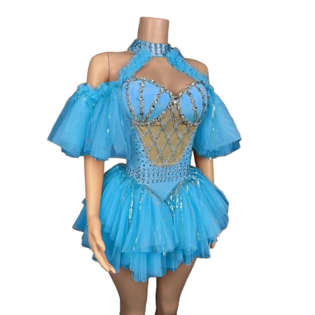 Golden Sequin Masquerade Dress - Mechanical Style Stage Performance Costume for Women's Party, Cosplay, and Photo Shoots - Halloweez