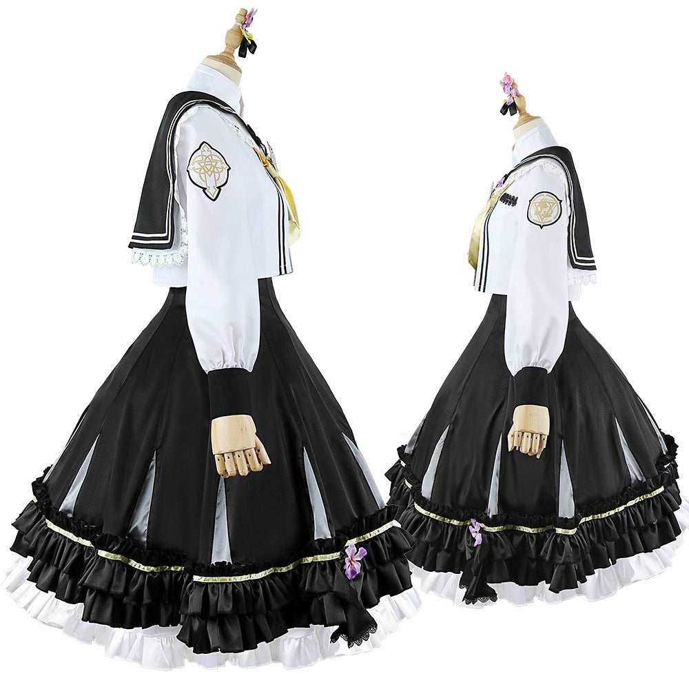 Blue Archive Ako Anime Cosplay Schoolgirl Black High Waist Slimming Youthful Dress - Halloweez