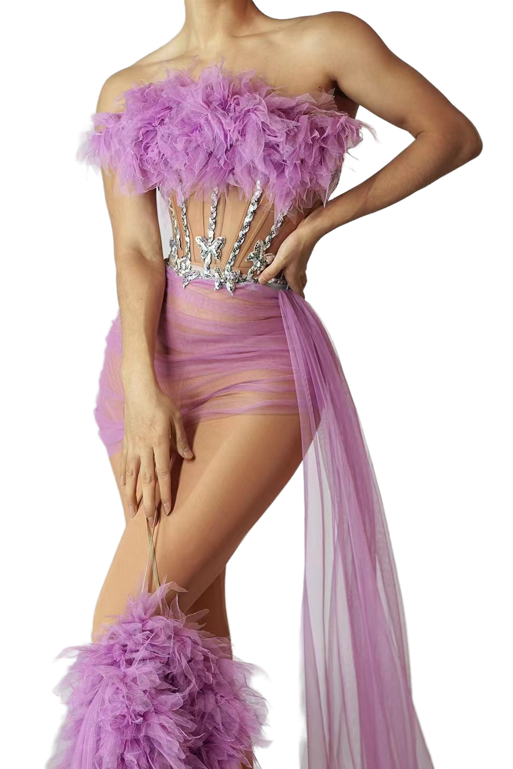 Nightclub Party Dress - Fluorescent Green Performance Costume for Club, Bar, Singer, Model, Birthday Party, Cosplay - Halloweez