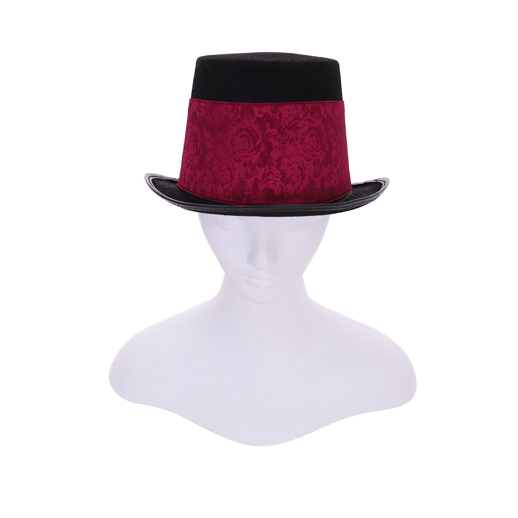 Chapeau haut de forme Halloween Steampunk pour femme en rouge - Parfait pour Burning Man