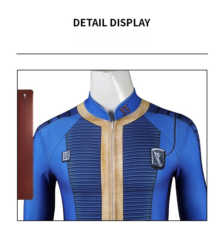 Male Vault Jumpsuit Cosplay from Fallout TV Series, Slim Fit Stretch Bodysuit for Cosplay - Halloweez