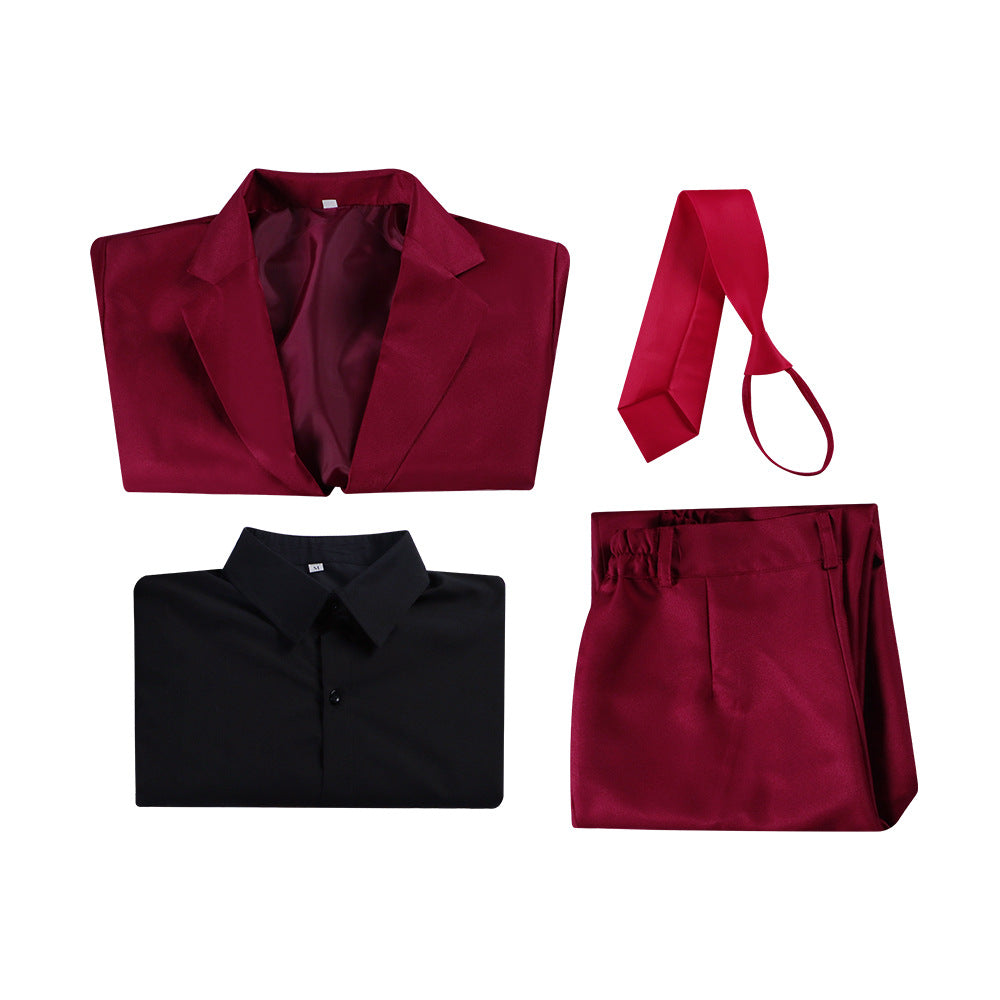 ONEPIECE Sanji Cosplay Costume Red Suit Anime Role Play Full Set - Halloweez