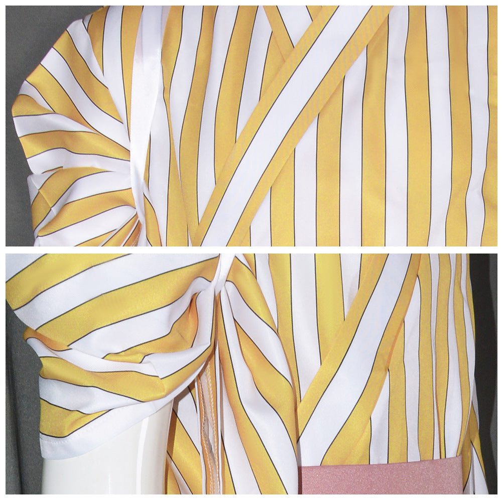 Sanji Yellow Striped Kimono Cosplay Costume from One Piece Wano Country Arc - Anime Character Roleplay Outfit for Halloween & Conventions