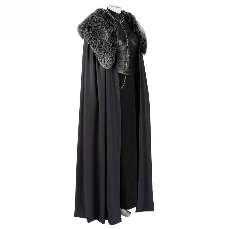 Game of Thrones Season 8 Sansa Stark Cosplay Full Set Outfit, A Song of Ice and Fire Same Style Medieval Costume for Women - Halloweez