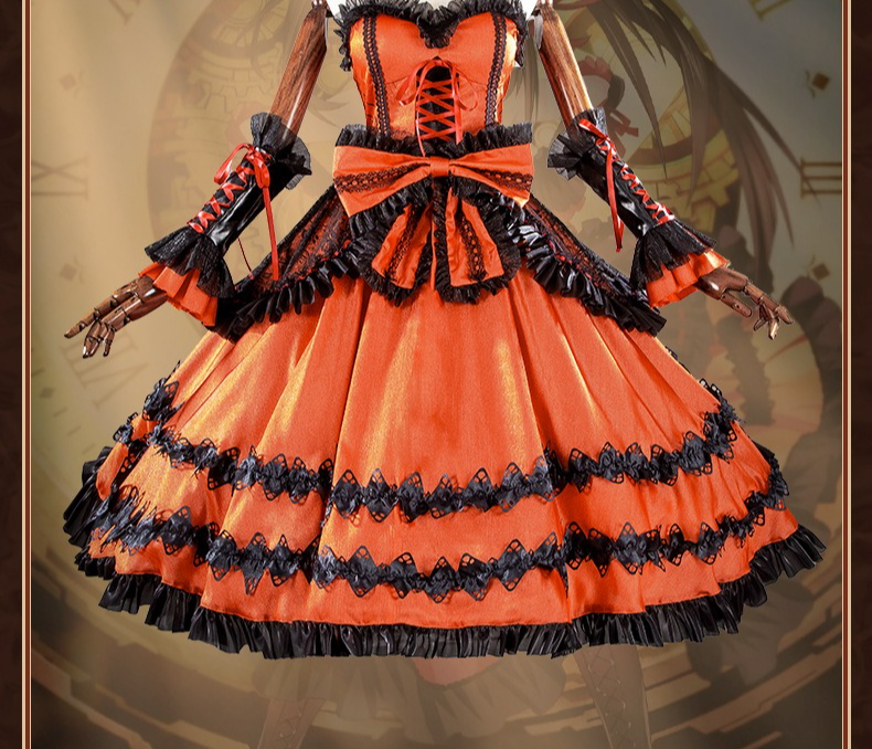 Date A Live Kurumi Tokisaki Cosplay Battle Dress Gothic Lolita Costume - Halloweez