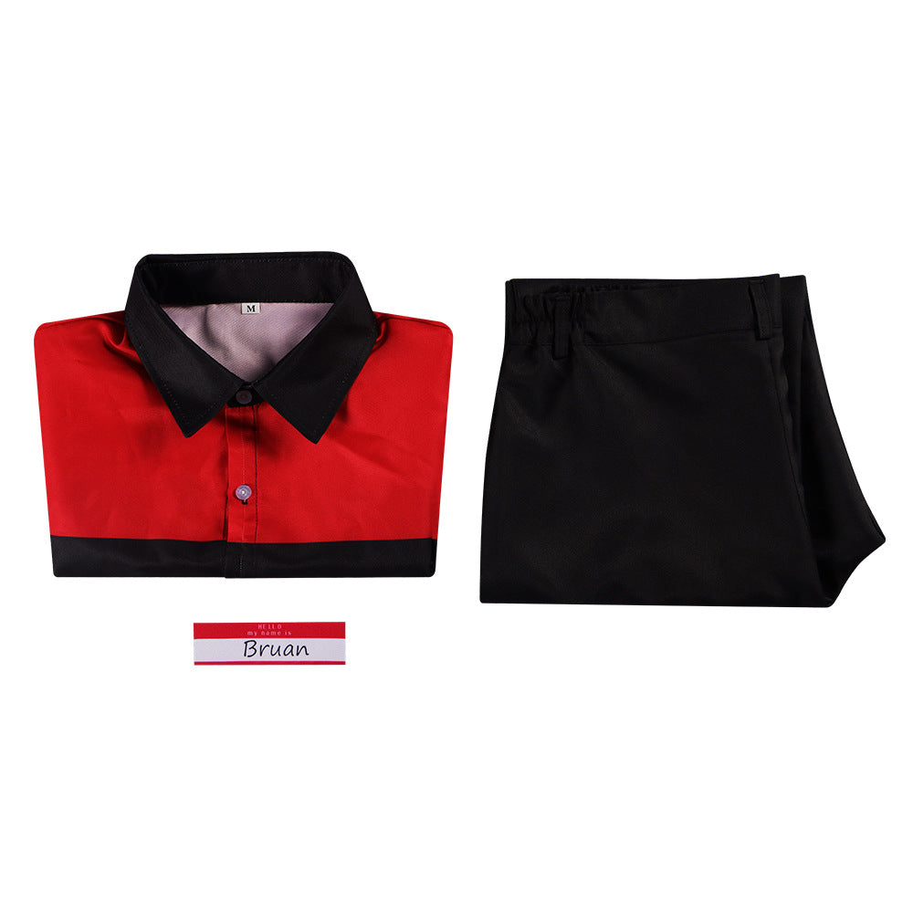 Horror Game Manny's Hamburger Shop Staff Cosplay Costume Brian Employee Uniform Halloween Performance
