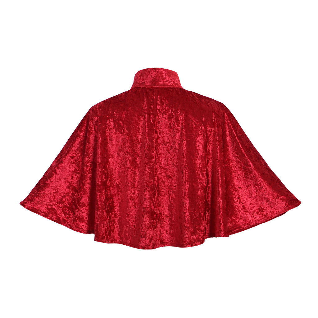 Halloweez Red Victorian Steampunk Mini Capelet for Women – Elegant Collar Cape for Cosplay and Style