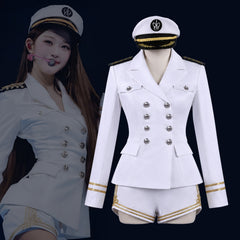 IVE Jang Wonyoung White Navy Sailor Uniform Cosplay Costume - Halloweez