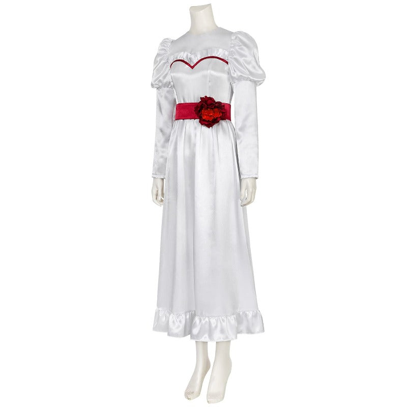 Costume de cosplay élégant de mariée fantôme d'Halloween - Robe de princesse longue blanche pour les fêtes de carnaval