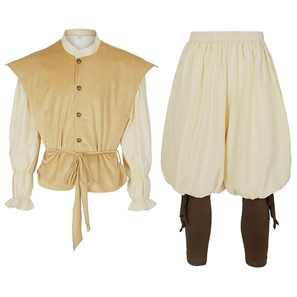 Vintage Medieval Renaissance Pirate Viking Knight Full Set Stage Performance Costume Halloween Cosplay - Halloweez