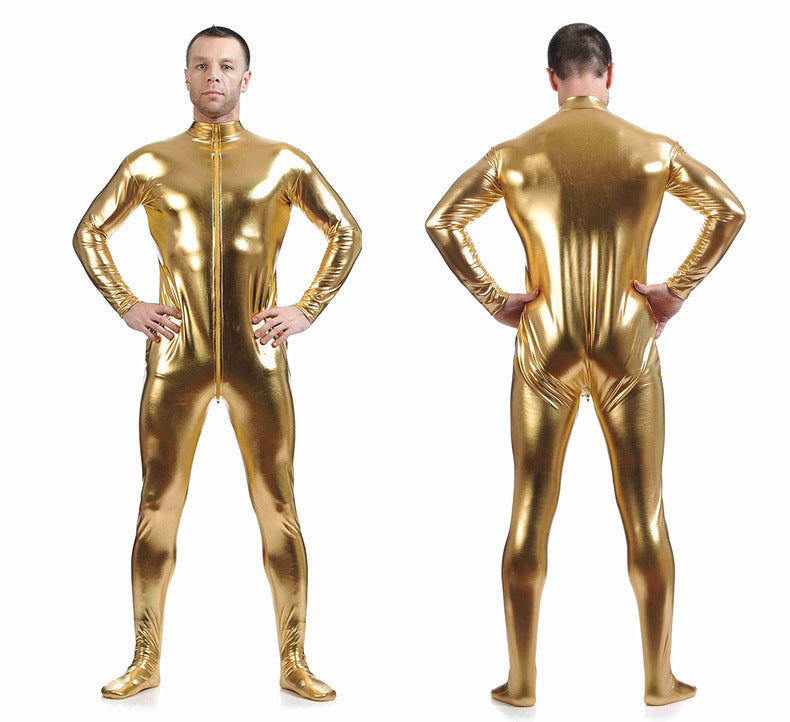 Anime Stage Performance Cosplay Men's Hoodless Glue-Coated Bodysuit Zentai - Halloweez