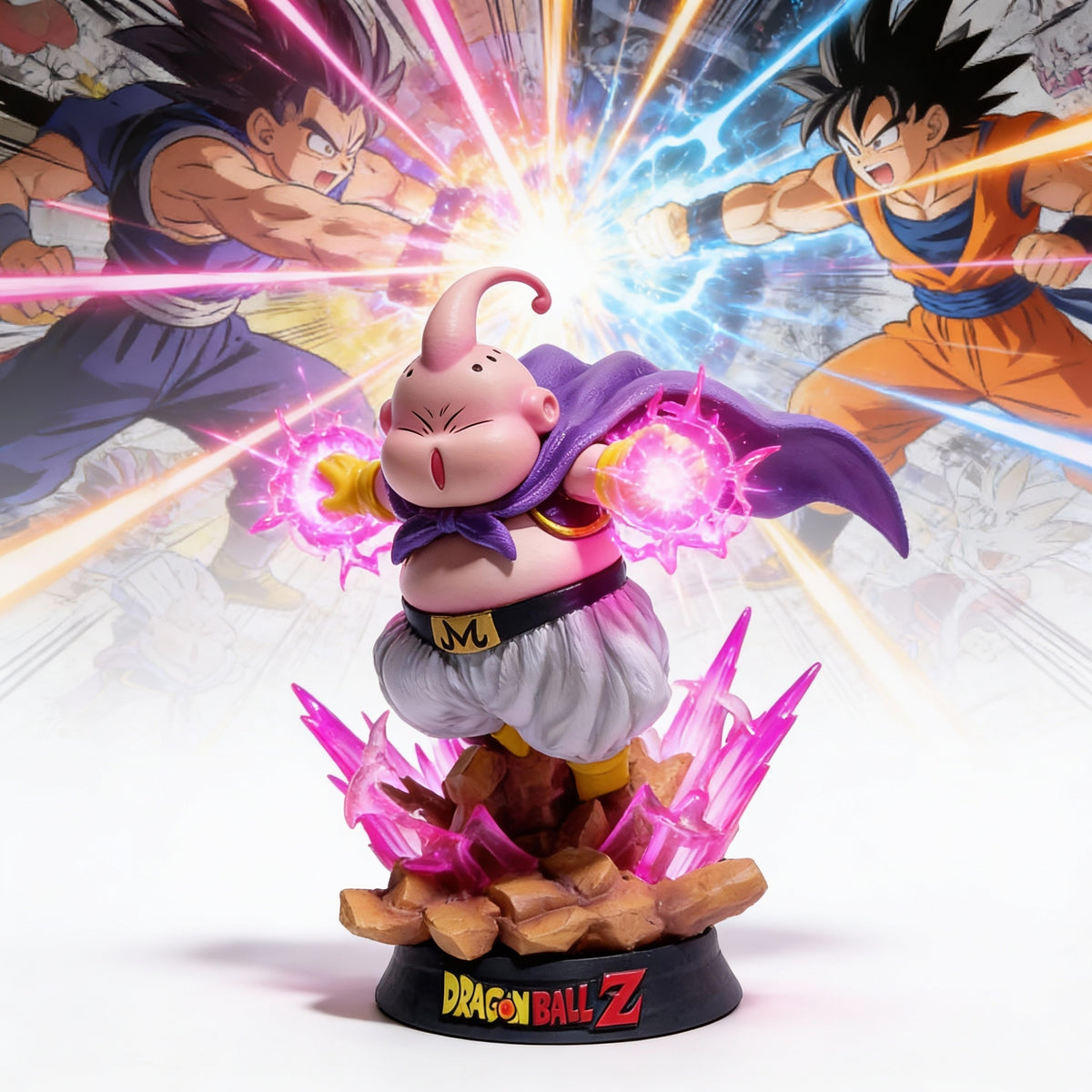 Premium Collectible Figure of Majin Buu in Kaioken Blast Pose with Light-Up Feature