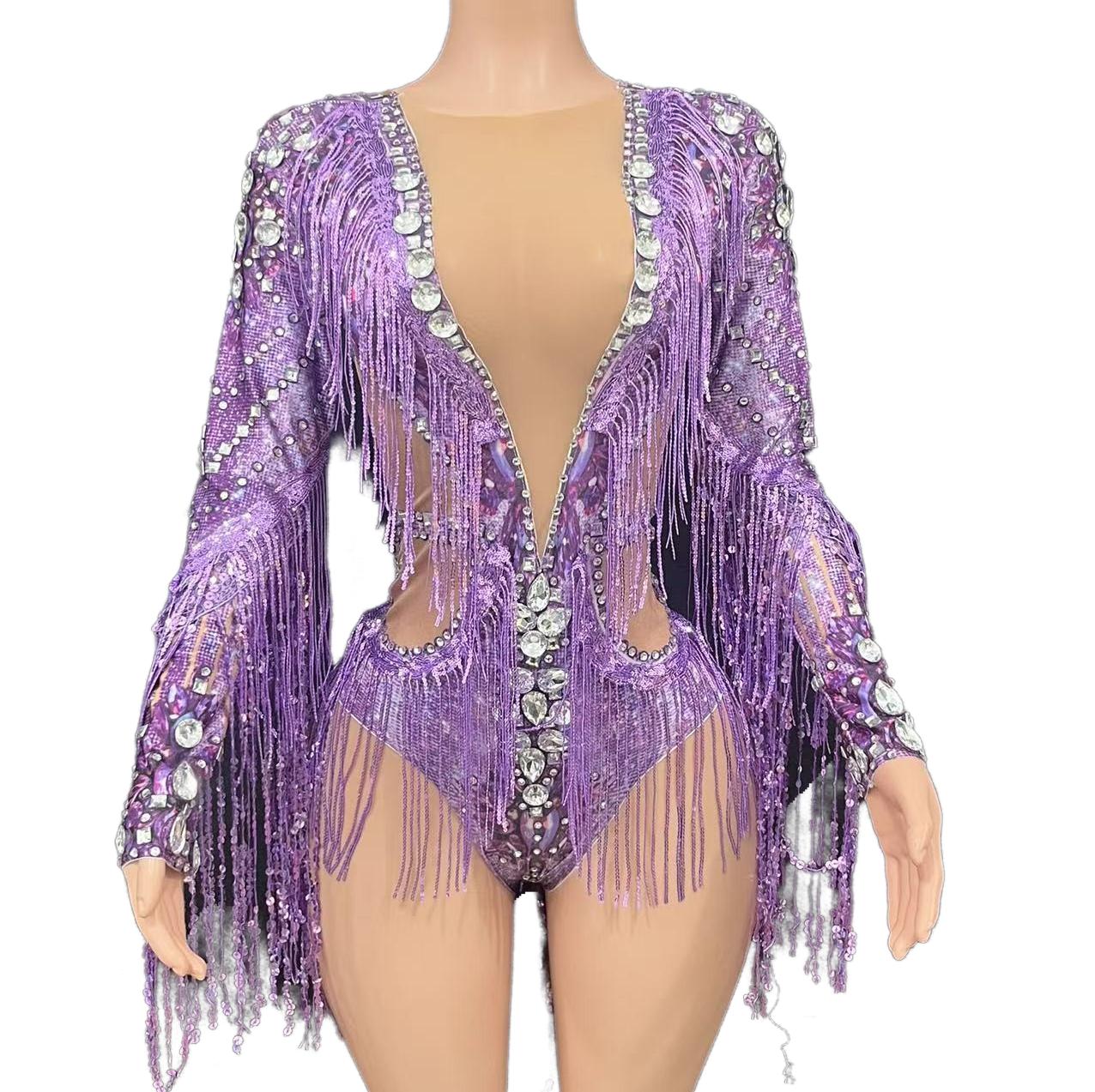 Sexy Sheer Mesh Stage Costume for Live Performance - Silver T-Show Fashion Outfit for Bar Singers, Band Performances & Livehouse Events - Halloweez