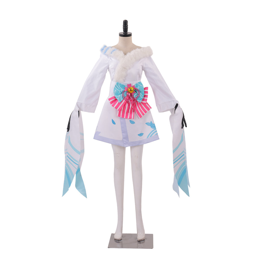 Halloweez Spirit Blossom Ahri Super Transform Cosplay Costume Adult Custom-Made White Suit Dress - Halloweez
