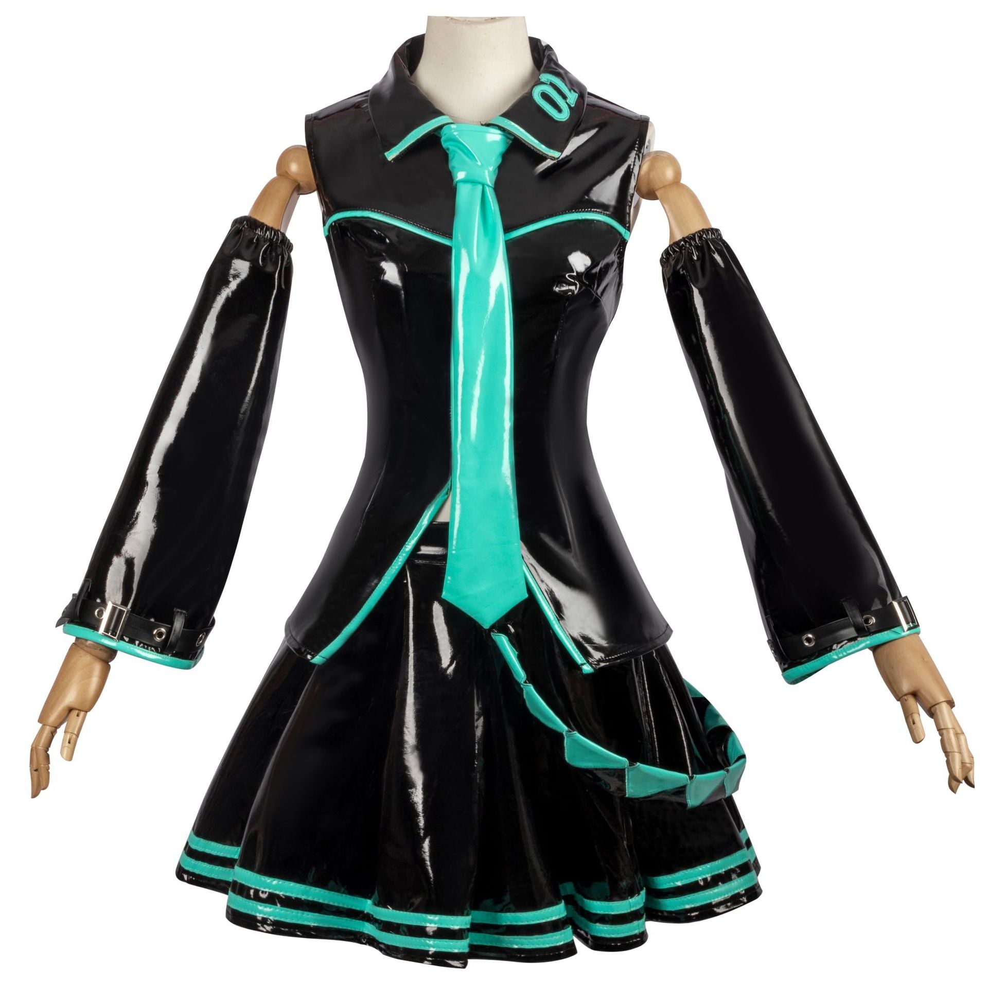 Virtual Idol Anime Cosplay Costume - Stretch Leather Official Outfit for Women - Halloweez