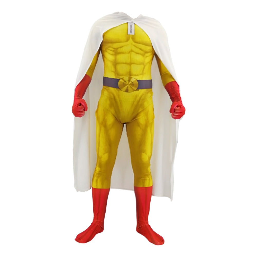 Anime One Punch Man Saitama Cosplay Costume for Adults and Kids - 3D Print Halloween Outfit - Halloweez