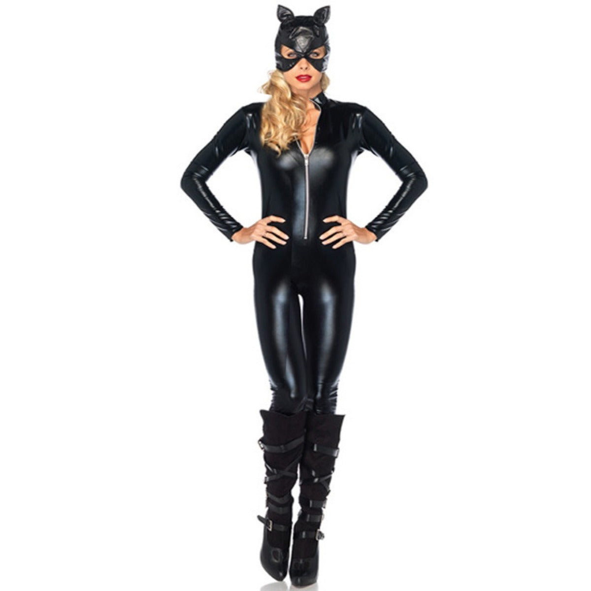 Halloweez Catwoman Costume - Premium Leather Batwoman Biker Suit for Cosplay & Stage Performance - Halloweez