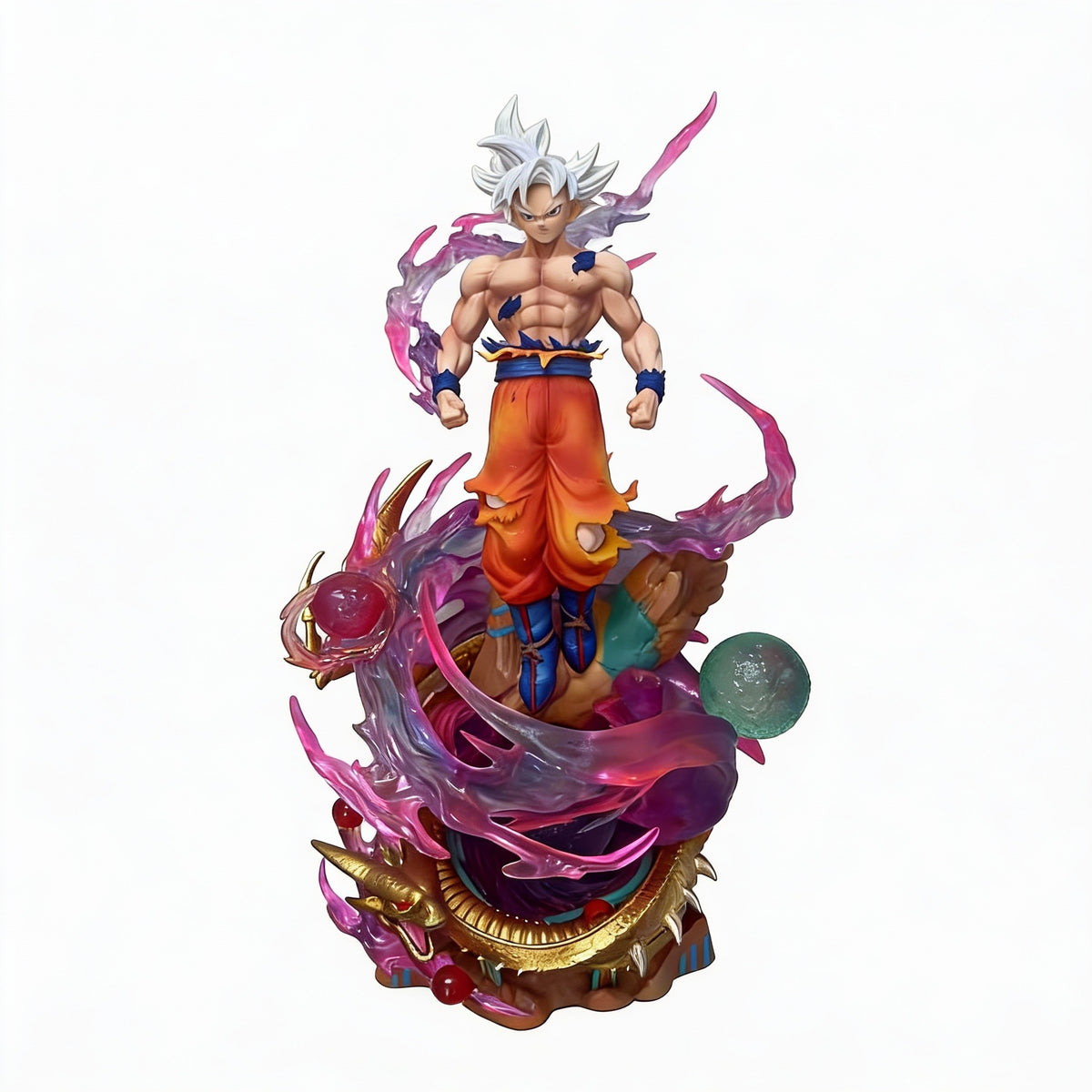 Premium Glowing Goku Statue with Ultra Instinct Mastery - Dragon Ball Z Collectible