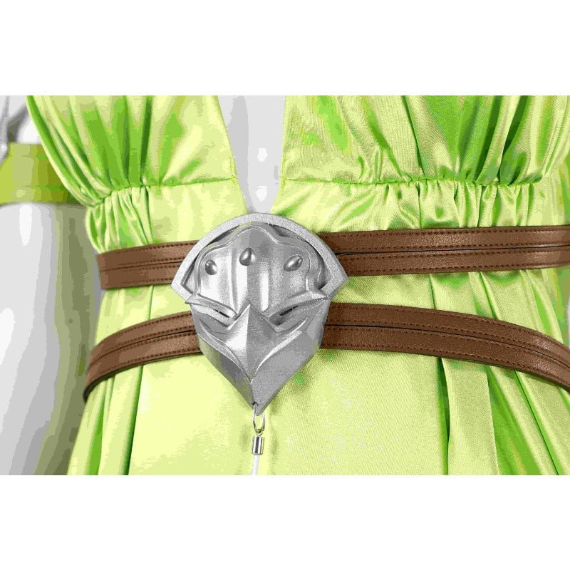 FF14 Nophica Cosplay Costume - Green Long Dress for Halloween & Party - Coscosmos