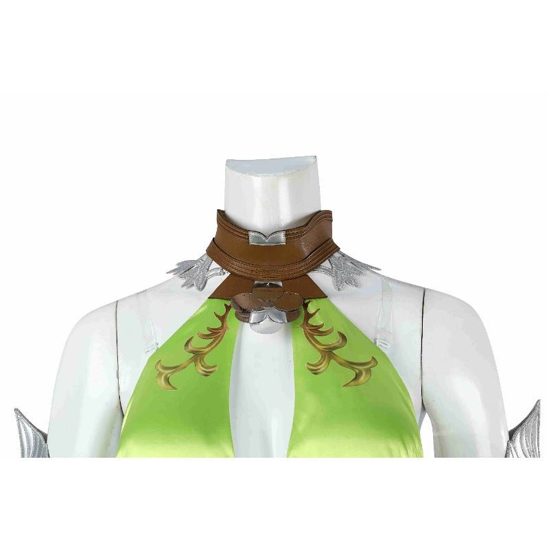 FF14 Nophica Cosplay Costume - Green Long Dress for Halloween & Party - Coscosmos