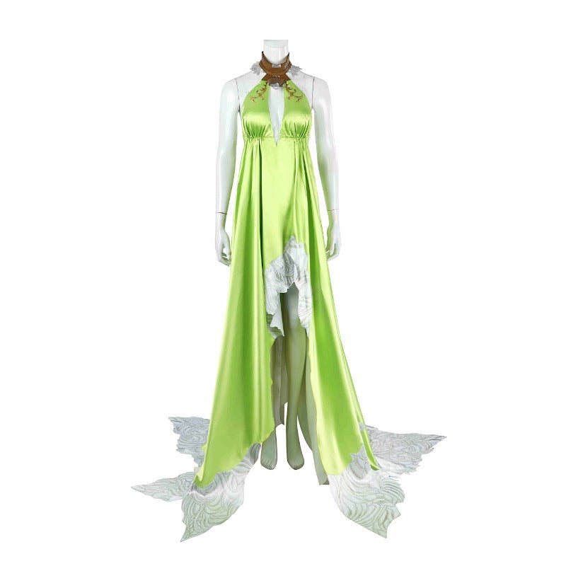 FF14 Nophica Cosplay Costume - Green Long Dress for Halloween & Party - Coscosmos