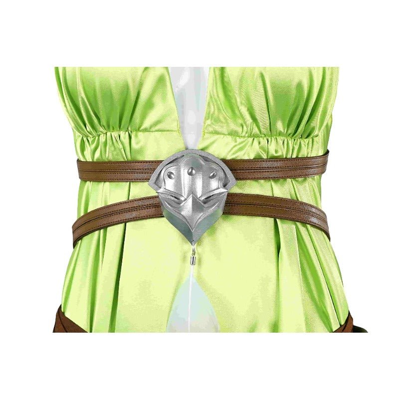 FF14 Nophica Cosplay Costume - Green Long Dress for Halloween & Party - Coscosmos