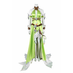 FF14 Nophica Cosplay Costume - Green Long Dress for Halloween & Party - Coscosmos