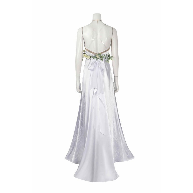 FF7 Rebirth Aerith Gainsborough Cosplay Gold Saucer White Dress Halloween Costume - Coscosmos