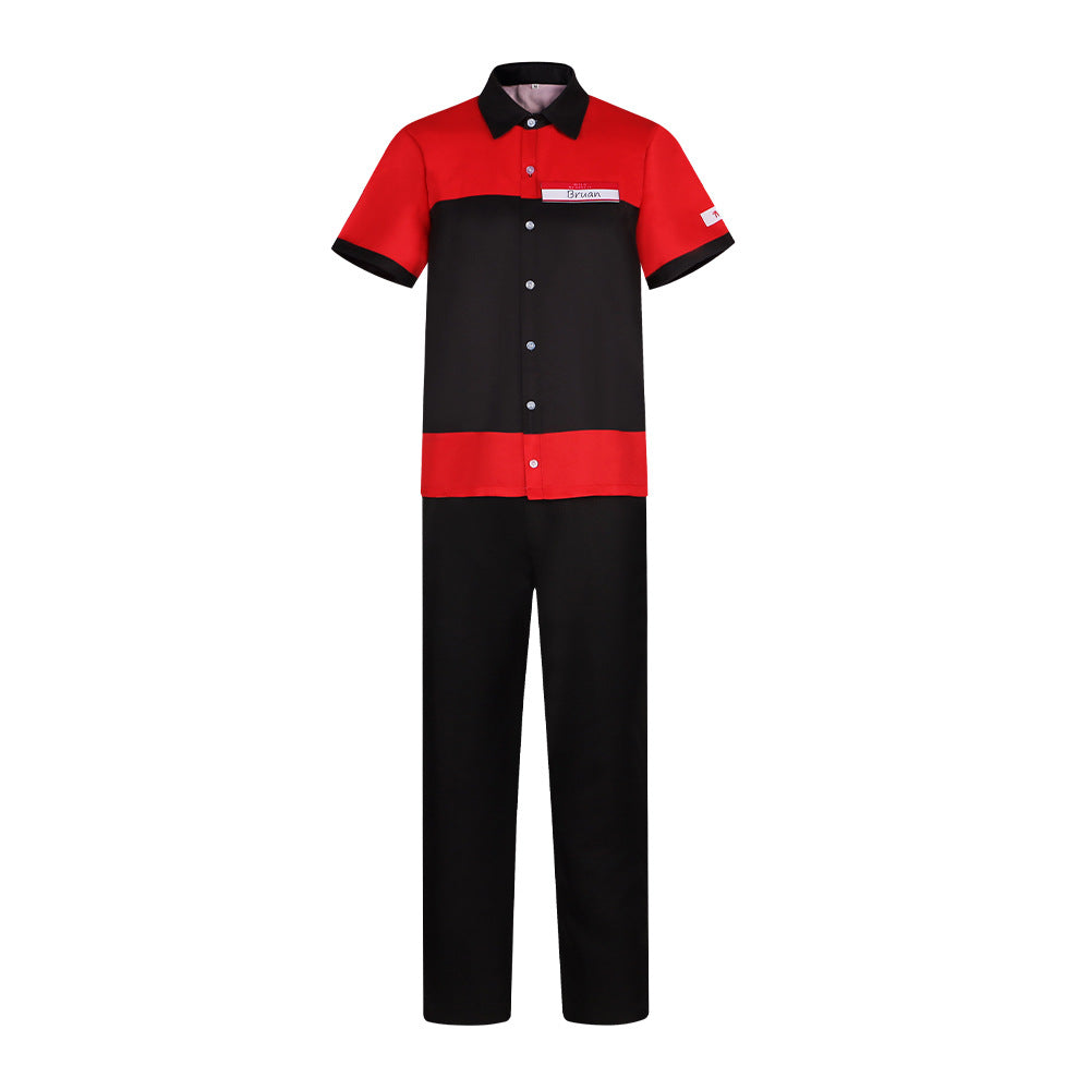 Horror Game Manny's Hamburger Shop Staff Cosplay Costume Brian Employee Uniform Halloween Performance