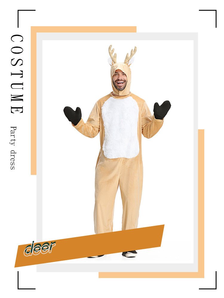 Large-Size Men's Halloweez Elk Role Performance Costume - Perfect for Christmas Parties and Pajamas - Halloweez