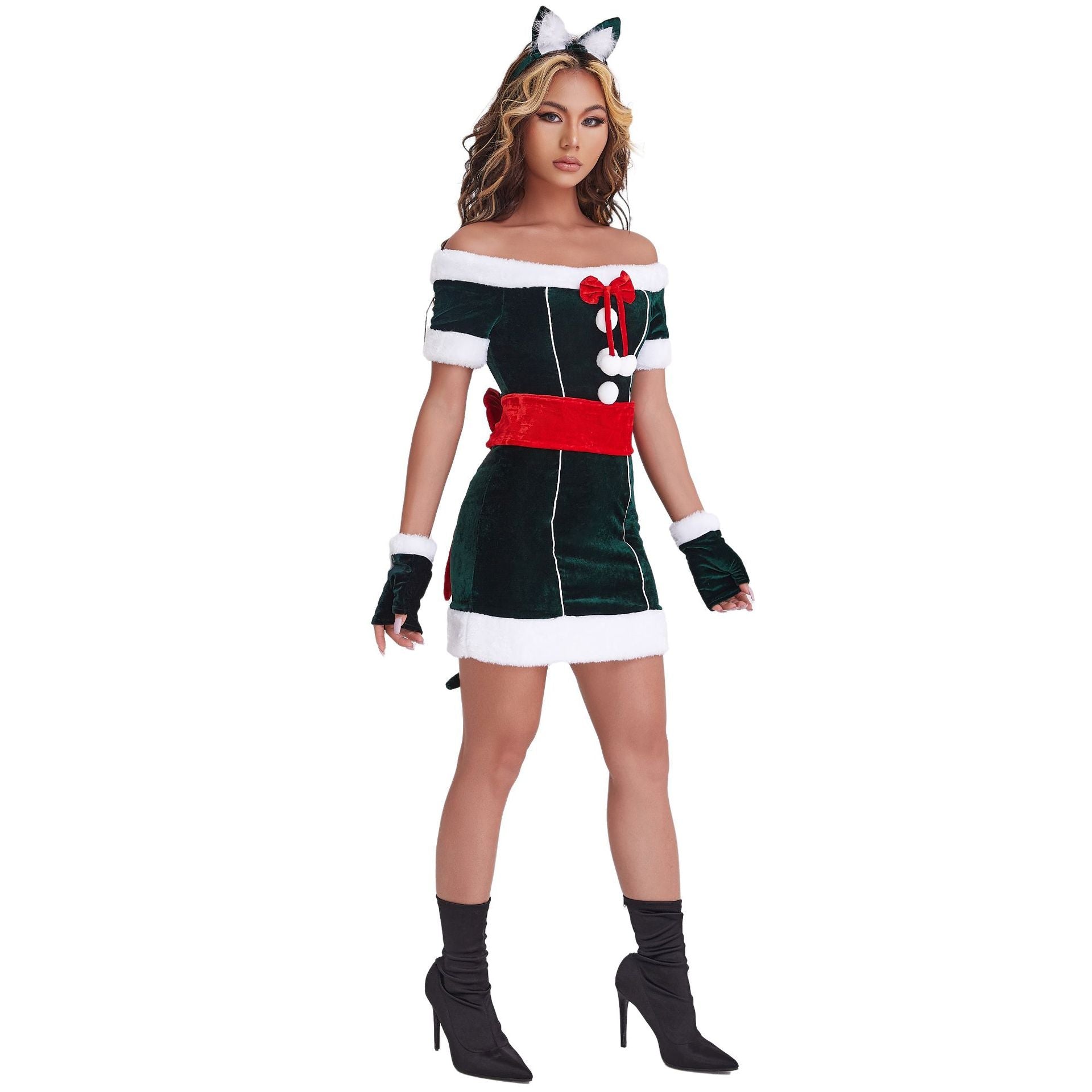 Adorable Cat-Themed Women's Christmas Clothing, Sizzling Cosplay Outfit for Festive Occasions - Halloweez