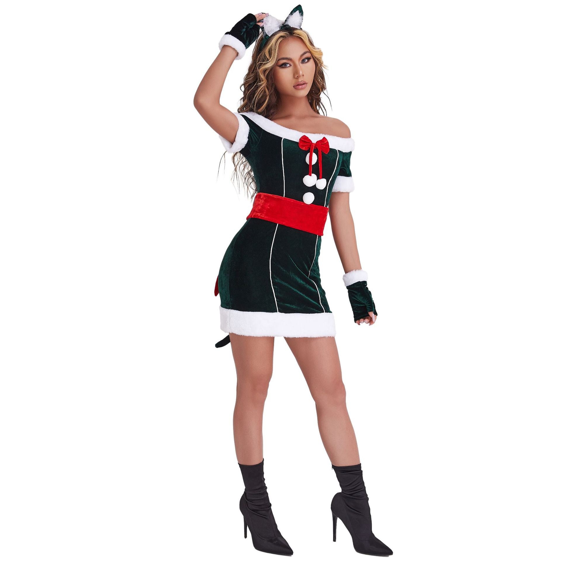 Adorable Cat-Themed Women's Christmas Clothing, Sizzling Cosplay Outfit for Festive Occasions - Halloweez