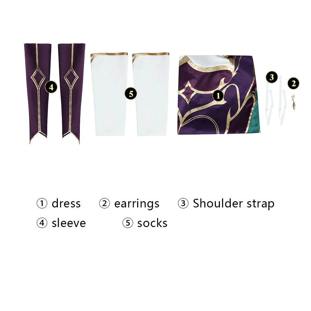 Stunning Halloweez Morgana Cosplay Costume Sexy Dress with Accessories for Women's Halloween Carnival Outfit - Halloweez