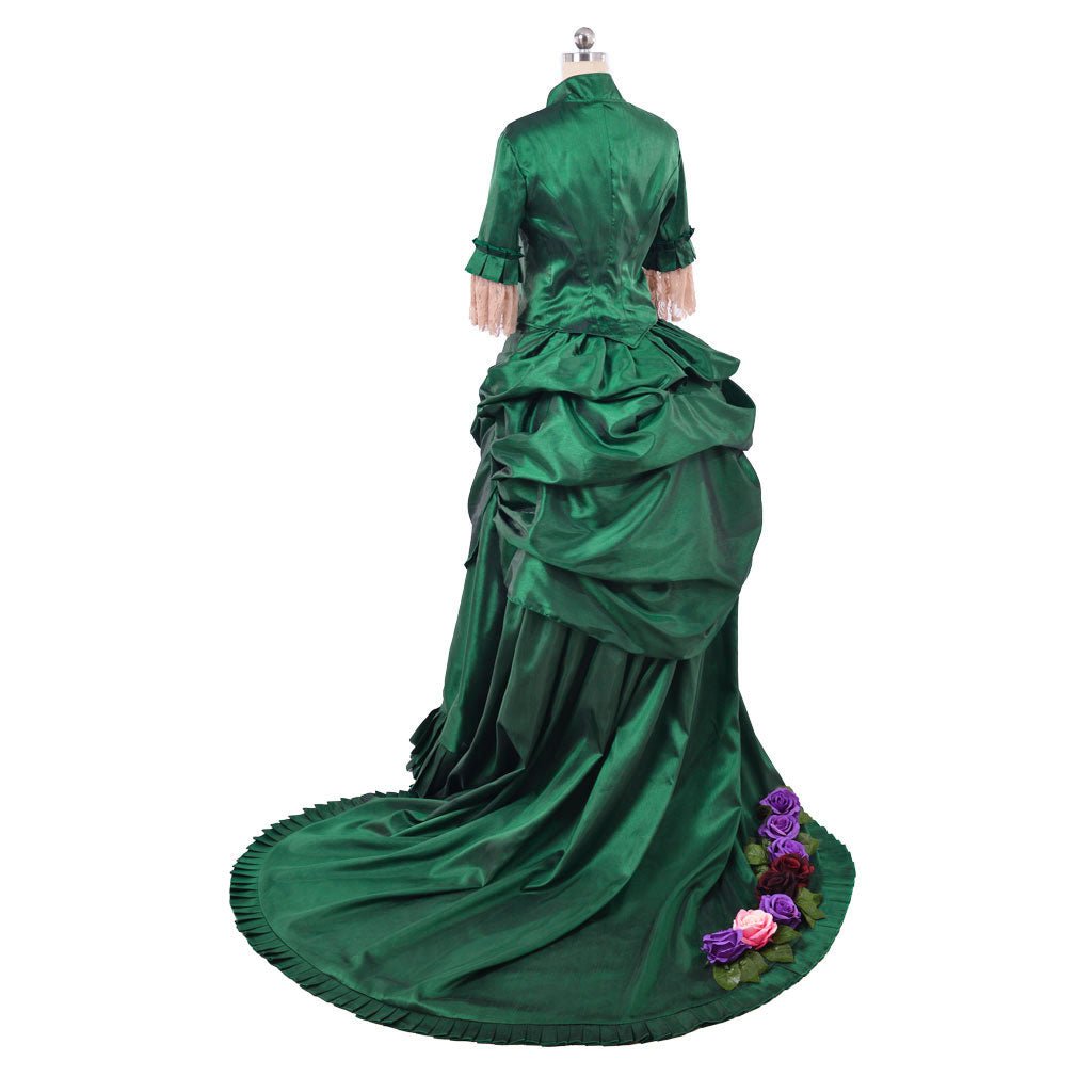 Georgian Era Victorian Bustle Dress | 18th Century Green Rococo Ball Gown for Women - Coscosmos