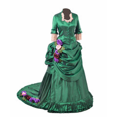 Georgian Era Victorian Bustle Dress | 18th Century Green Rococo Ball Gown for Women - Coscosmos