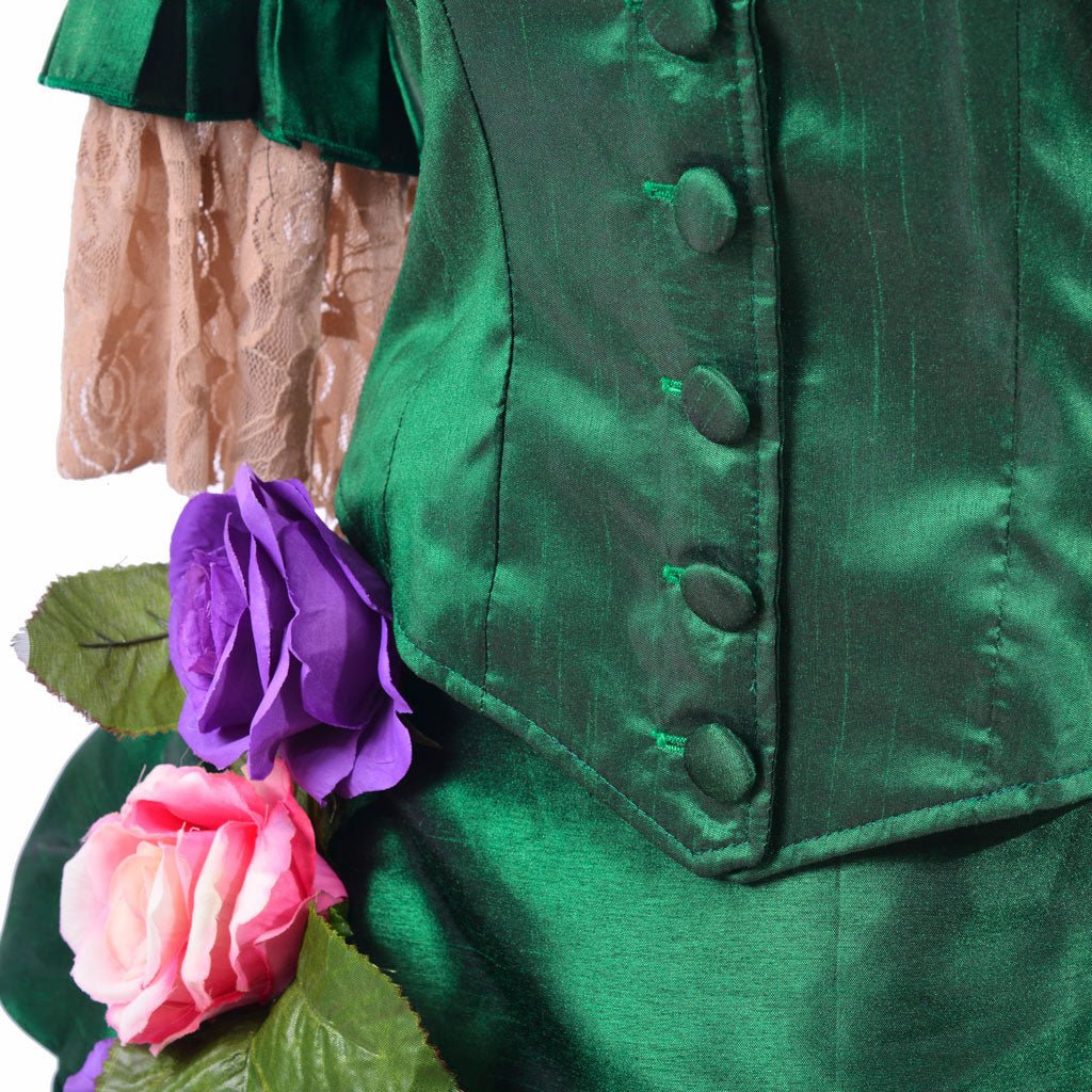 Georgian Era Victorian Bustle Dress | 18th Century Green Rococo Ball Gown for Women - Coscosmos