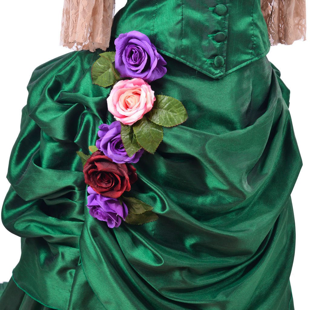 Georgian Era Victorian Bustle Dress | 18th Century Green Rococo Ball Gown for Women - Coscosmos