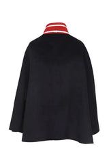 Gothic Black Velvet Cape for Women - Vintage Navy Military Style Cloak | Coscomos Costume - Coscosmos