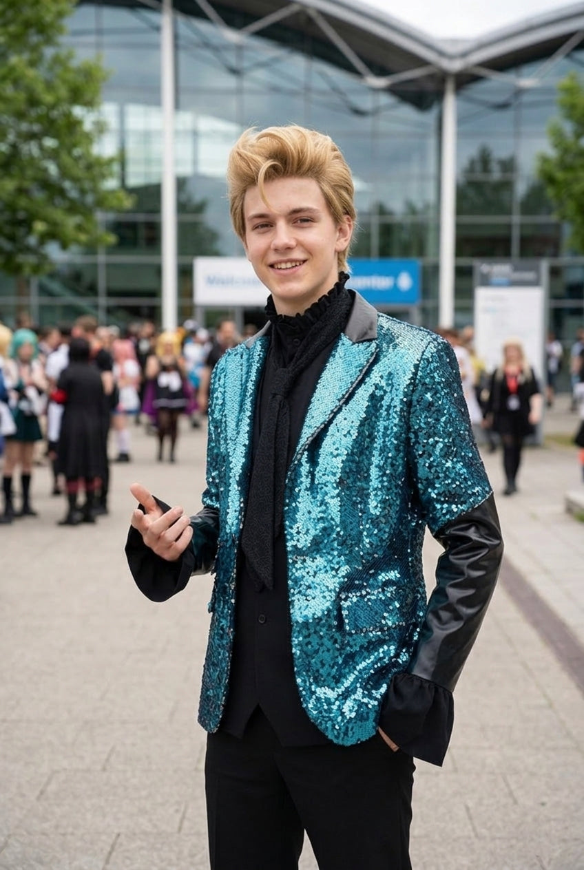 Ghosts Band Cosplay Costume, Halloween Sequin Suit, Rock Singer Stage Outfit, Gothic Ghost Band Party Performance Clothes for Men - Halloweez