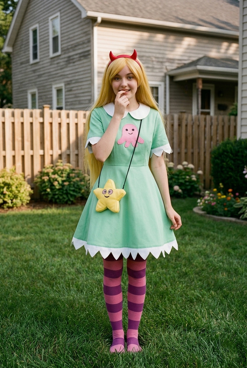 Star vs The Forces of Evil Star Butterfly Full Set Cosplay Costume Women Dress - Halloweez
