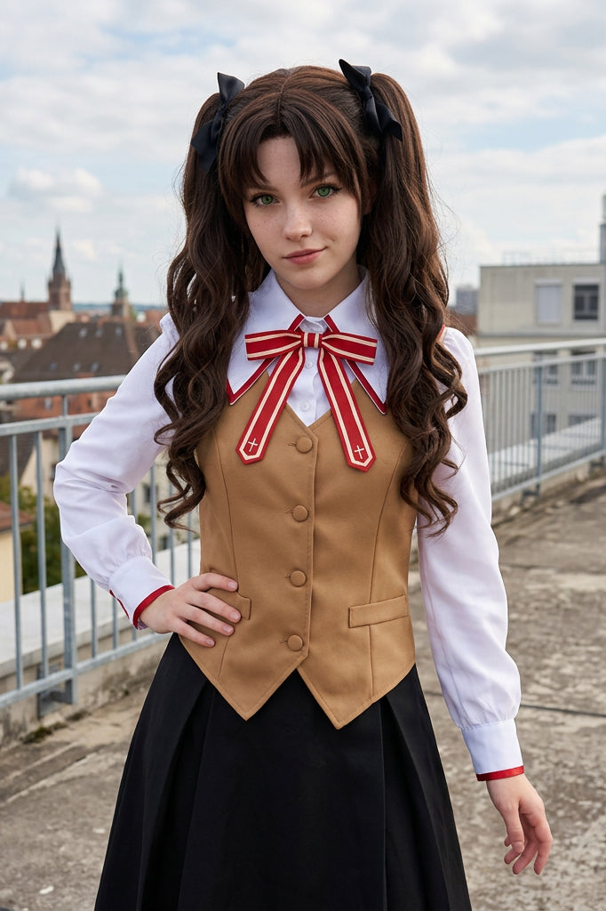 Fate/stay Night Sakura Matou Rin Tohsaka School Uniform Cosplay Costume - Halloweez