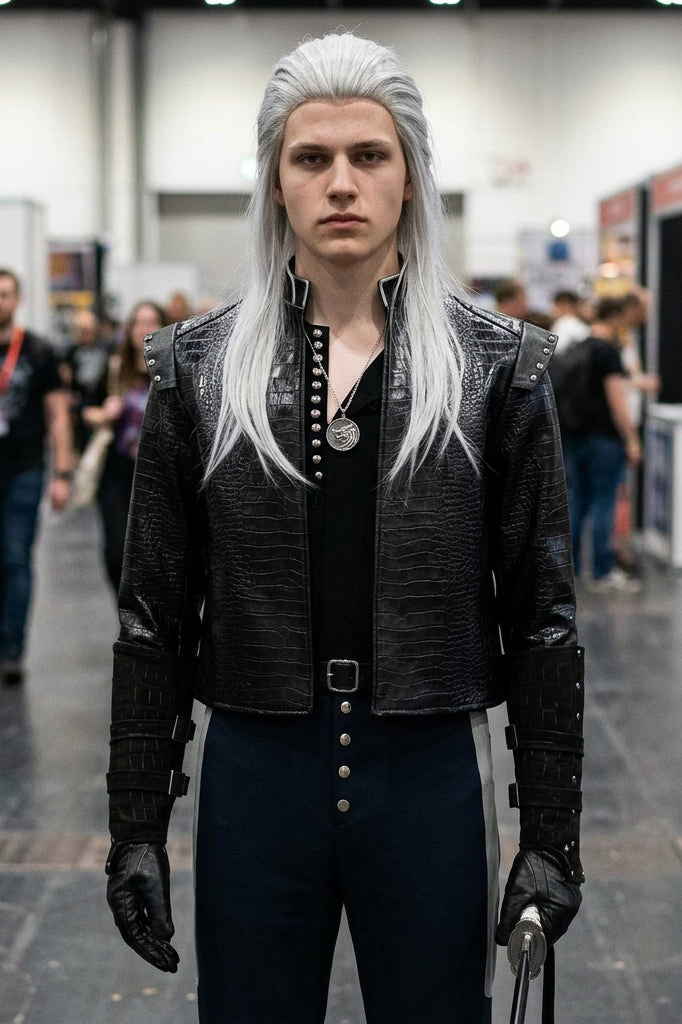 The Witcher 4 Geralt of Rivia Cosplay Outfit White Wolf Medieval Leather Full Suit Halloween - Halloweez