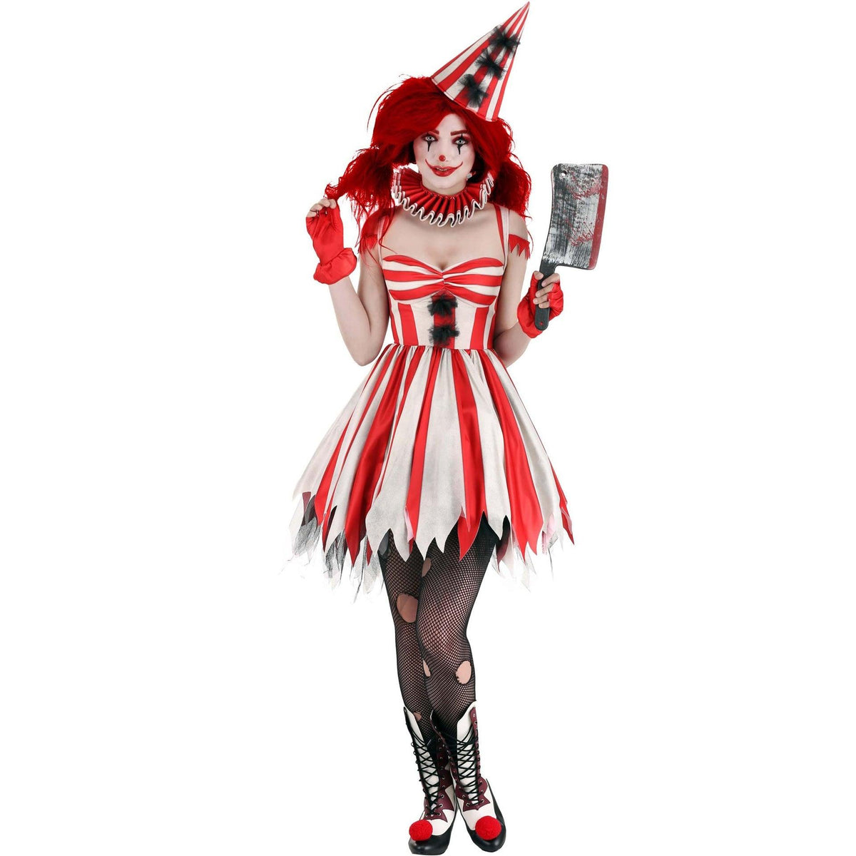 Halloween Vampire Clown Cosplay Costume | Circus Female Jester Jagged Outfit for Halloween & Roleplay - Coscosmos