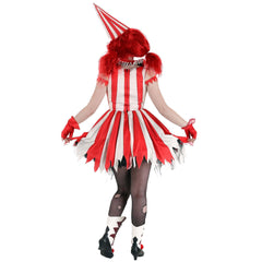 Halloween Vampire Clown Cosplay Costume | Circus Female Jester Jagged Outfit for Halloween & Roleplay - Coscosmos