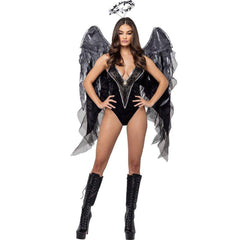 Halloween Vampire Cosplay Jumpsuit | Dark Angel Evil Plague Raven Costume | Female Angel Halloween Outfit - Coscosmos