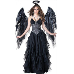 Halloween Vampire Dark Angel Costume | Cosplay Witch Elf Outfit for Halloween, Gothic Roleplay & Costume Parties - Coscosmos