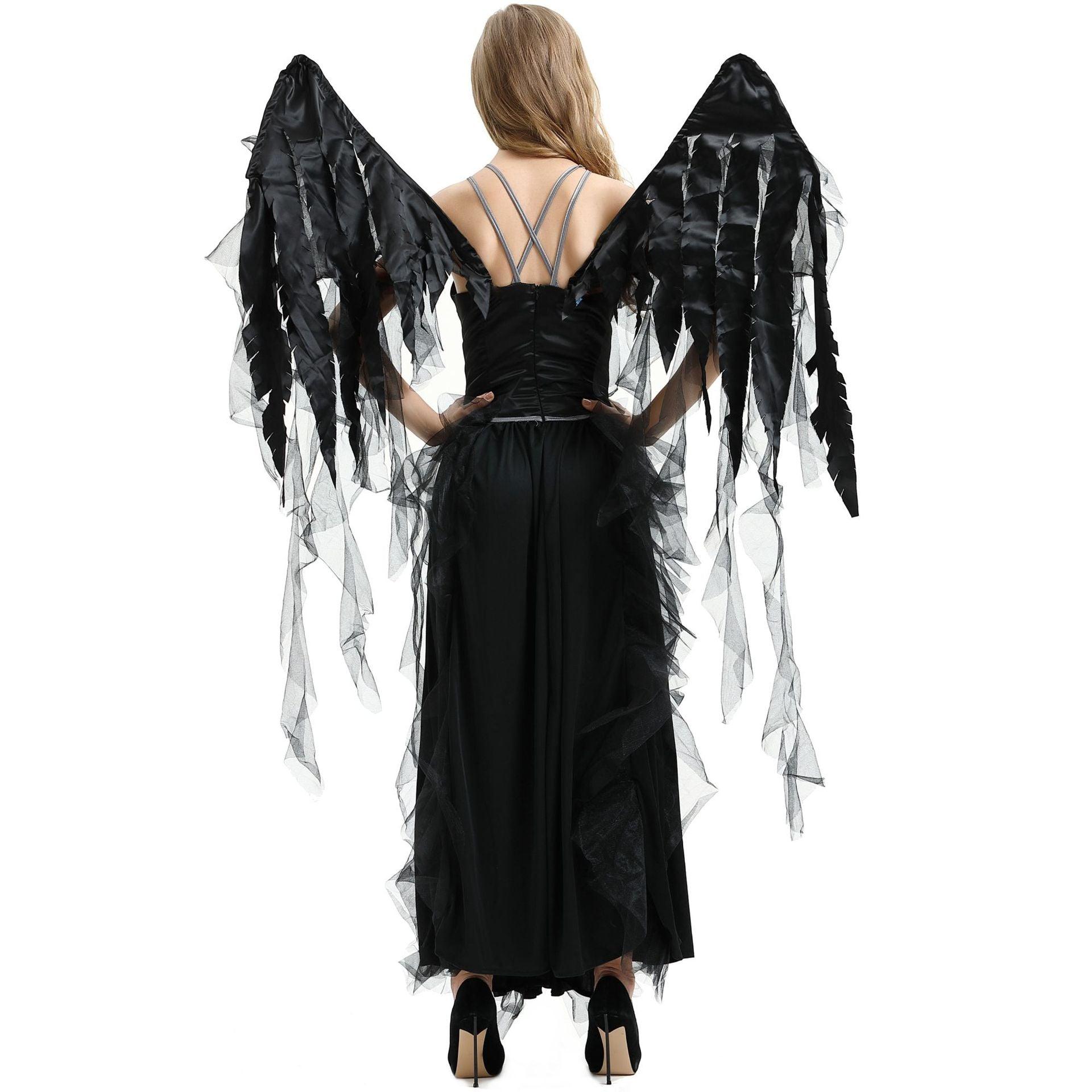 Halloween Vampire Dark Angel Costume | Cosplay Witch Elf Outfit for Halloween, Gothic Roleplay & Costume Parties - Coscosmos