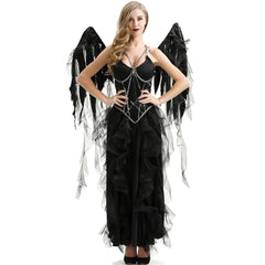 Halloween Vampire Dark Angel Costume | Cosplay Witch Elf Outfit for Halloween, Gothic Roleplay & Costume Parties - Coscosmos