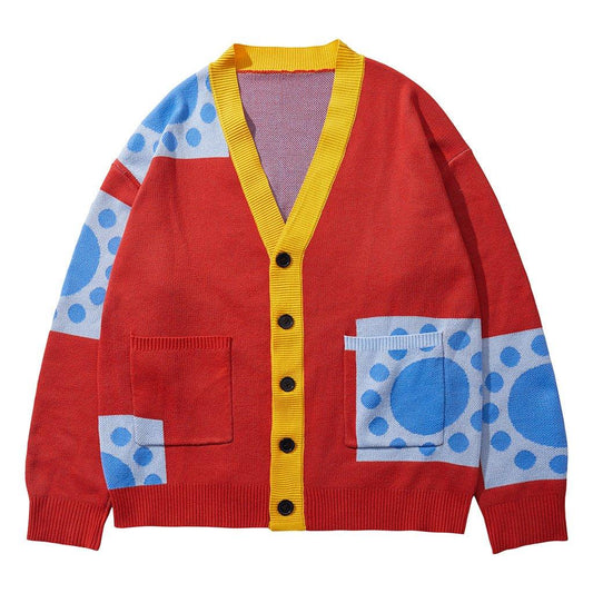 Halloweez Luffy Cosplay Sweater | Stylish Anime Cardigan for Adults | Perfect Halloween Cosplay Outfit - Halloweez