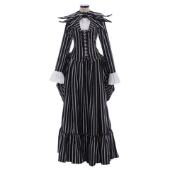 Jack Skellington Costume Black Stripe Suit Jacket Party Halloween Dress Unisex - Coscosmos